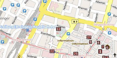 Stadtplan Archäologisches Museum Colombischlössle Freiburg